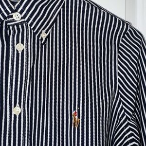 Ralph Lauren Blue and White Casual Button Down Shirt